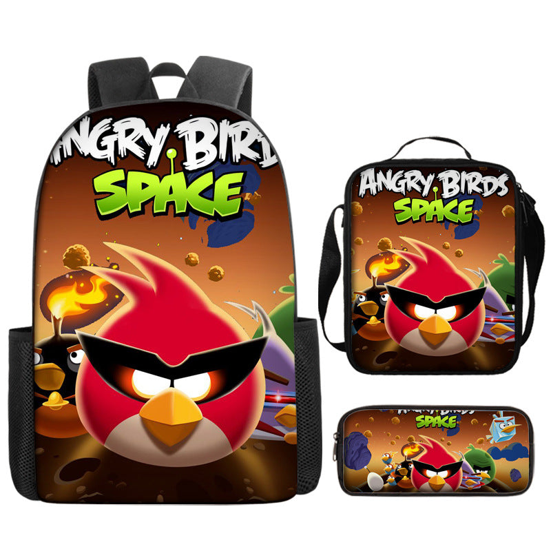 Angry Birds Schoolbag Backpack Lunch Bag Pencil Case 3pcs Set Gift for Kids Students