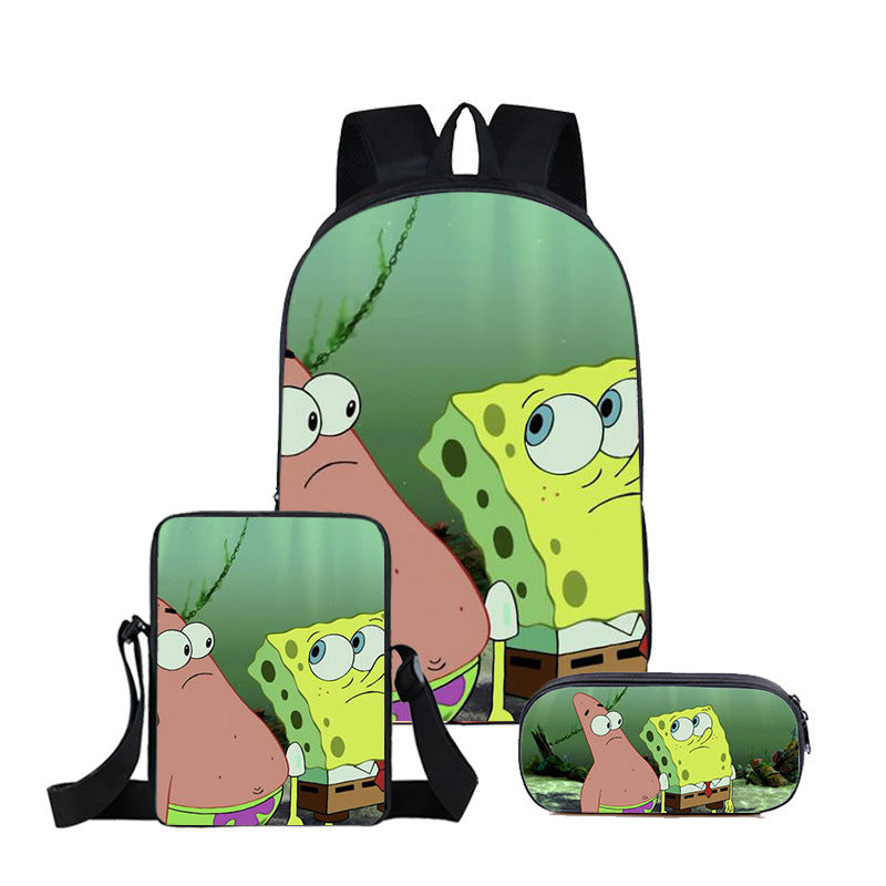 SpongeBob SquarePants Schoolbag Backpack Lunch Bag Pencil Case 3pcs Set Gift for Kids Students