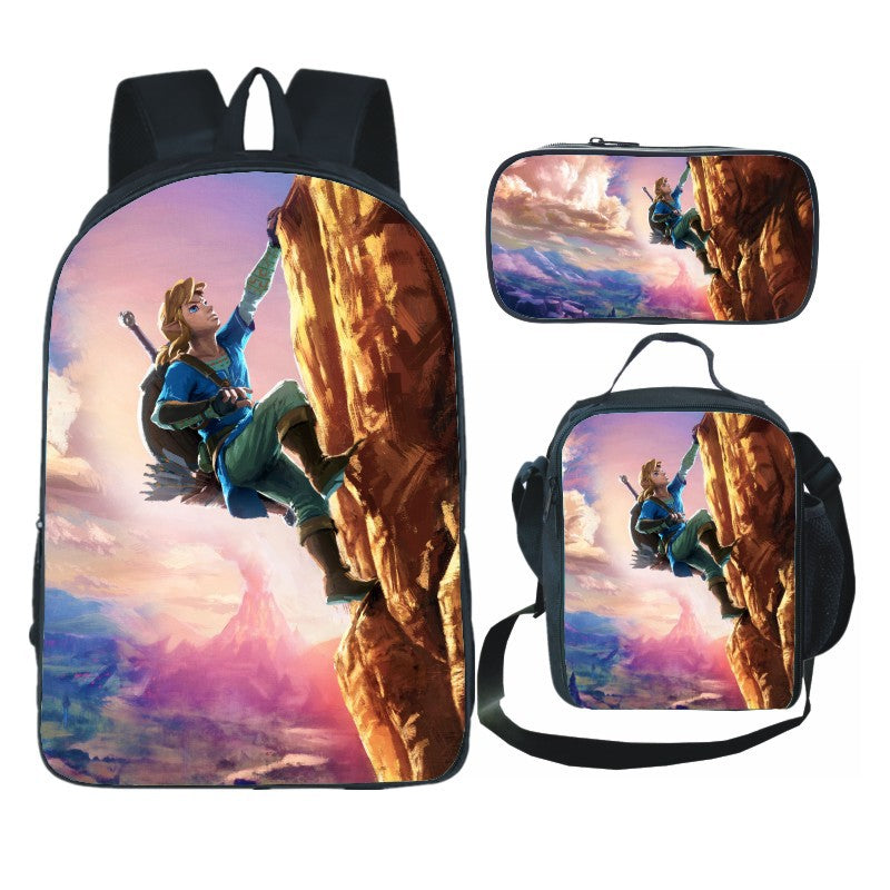 Legends of Zelda Schoolbag Backpack Lunch Bag Pencil Case 3pcs Set Gift for Kids Students