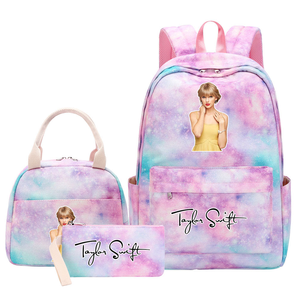 Taylor Swift Pink Starry Sky SchoolBag Backpack Lunch Box Bag Book Pencil Bags  3pcs Set