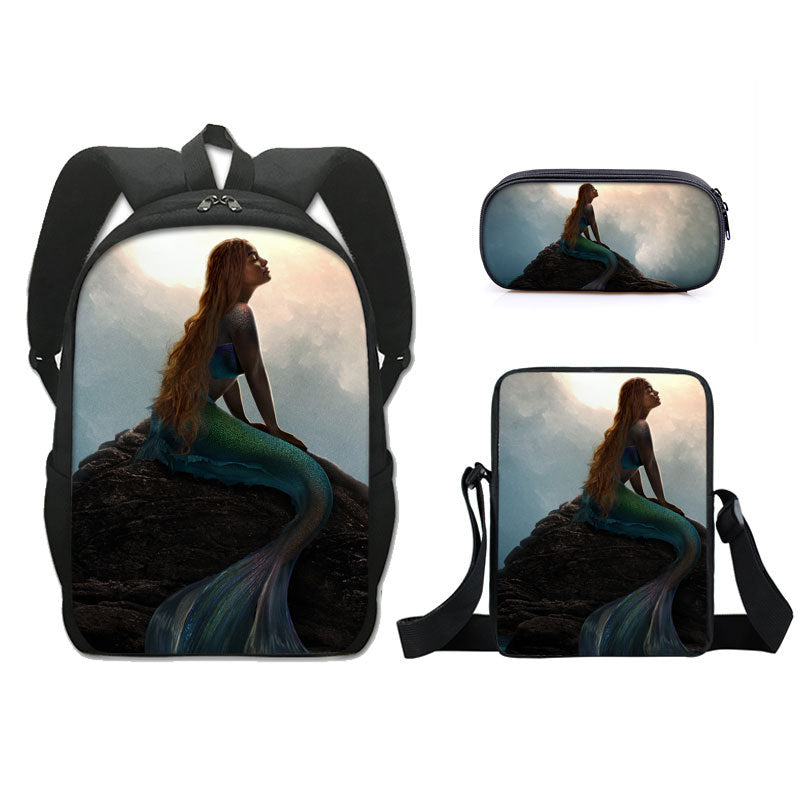 The Little Mermaid  Schoolbag Backpack Lunch Bag Pencil Case 3pcs Set Gift for Kids Students