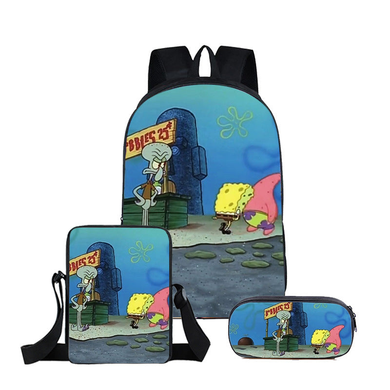 SpongeBob SquarePants Schoolbag Backpack Lunch Bag Pencil Case 3pcs Set Gift for Kids Students