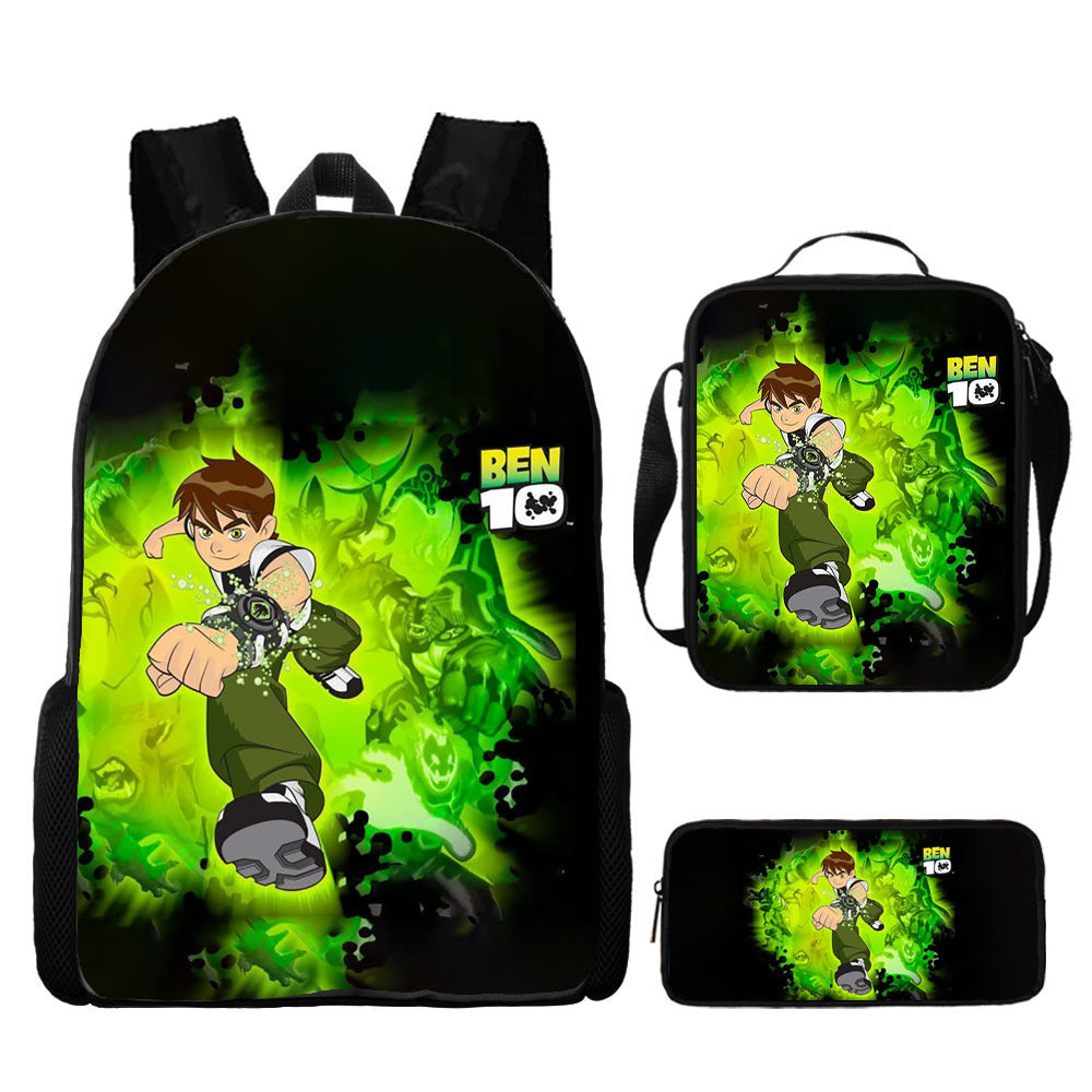 Ben10 Heatblast Schoolbag Backpack Lunch Bag Pencil Case 3pcs Set Gift for Kids Students