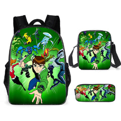 Ben10 Heatblast Schoolbag Backpack Lunch Bag Pencil Case 3pcs Set Gift for Kids Students