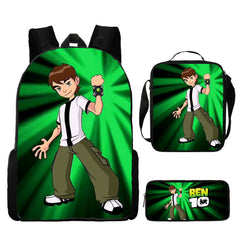 Ben10 Heatblast Schoolbag Backpack Lunch Bag Pencil Case 3pcs Set Gift for Kids Students