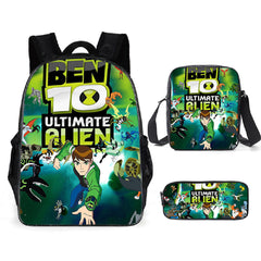 Ben10 Heatblast Schoolbag Backpack Lunch Bag Pencil Case 3pcs Set Gift for Kids Students
