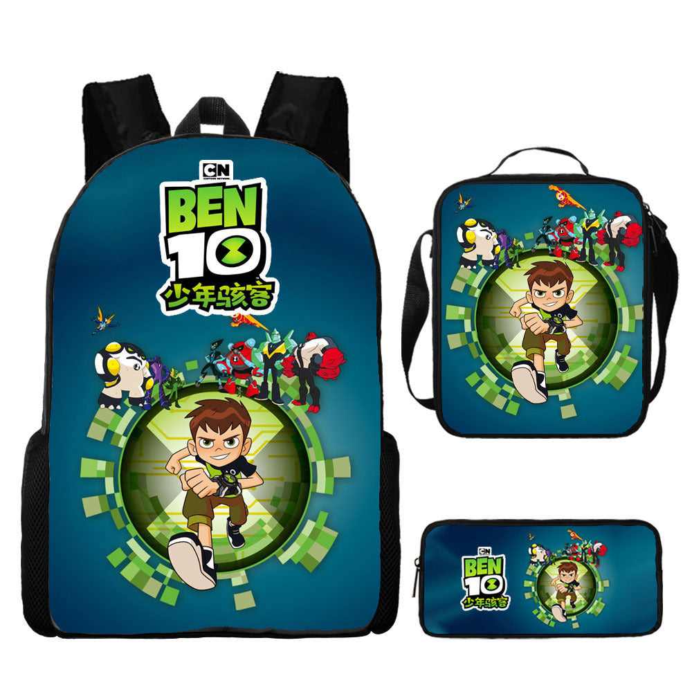 Ben10 Heatblast Schoolbag Backpack Lunch Bag Pencil Case 3pcs Set Gift for Kids Students