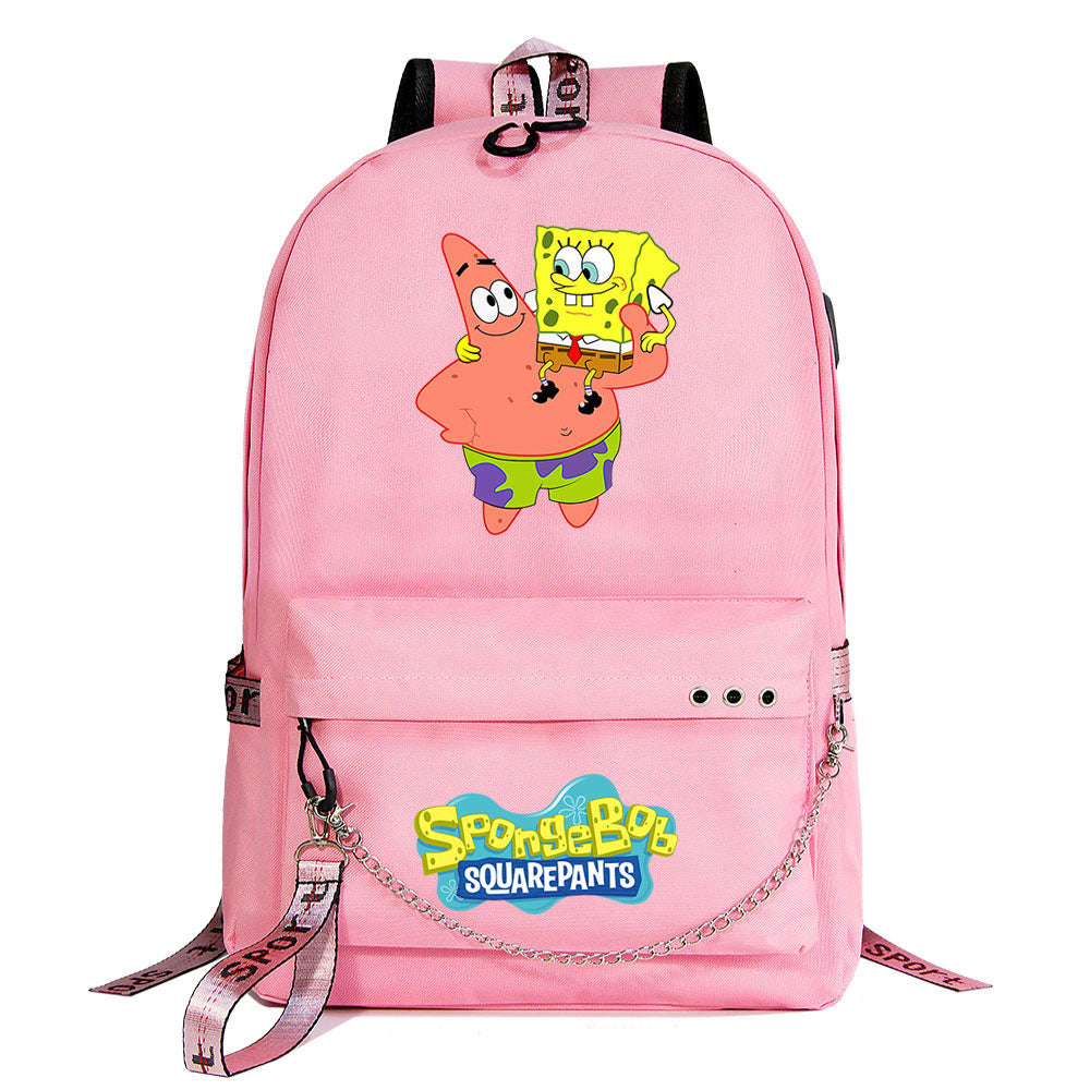 SpongeBob SquarePants  USB Charging Backpack Shoolbag Notebook Bag Gifts for Kids Students