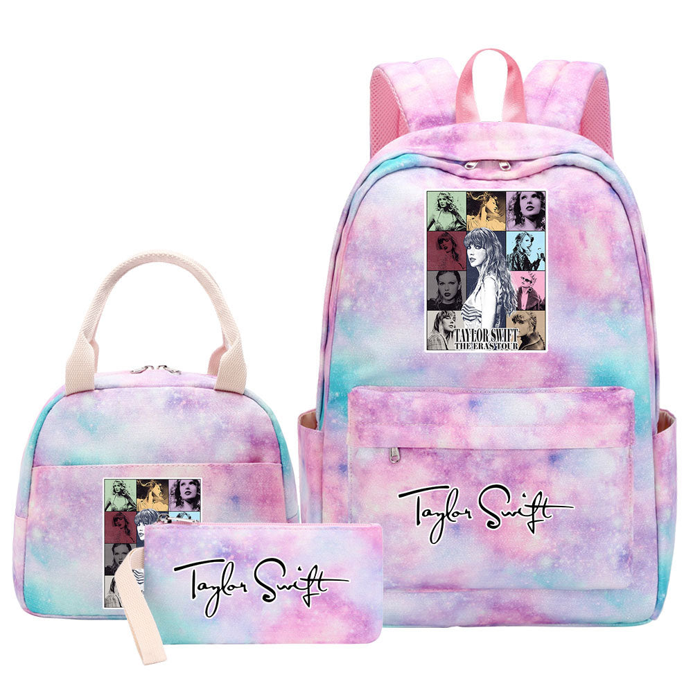 Taylor Swift Pink Starry Sky SchoolBag Backpack Lunch Box Bag Book Pencil Bags  3pcs Set