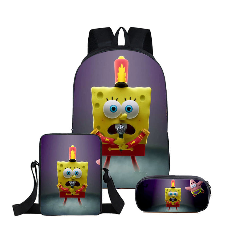 SpongeBob SquarePants Schoolbag Backpack Lunch Bag Pencil Case 3pcs Set Gift for Kids Students