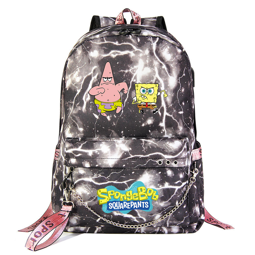 SpongeBob SquarePants  USB Charging Backpack Shoolbag Notebook Bag Gifts for Kids Students