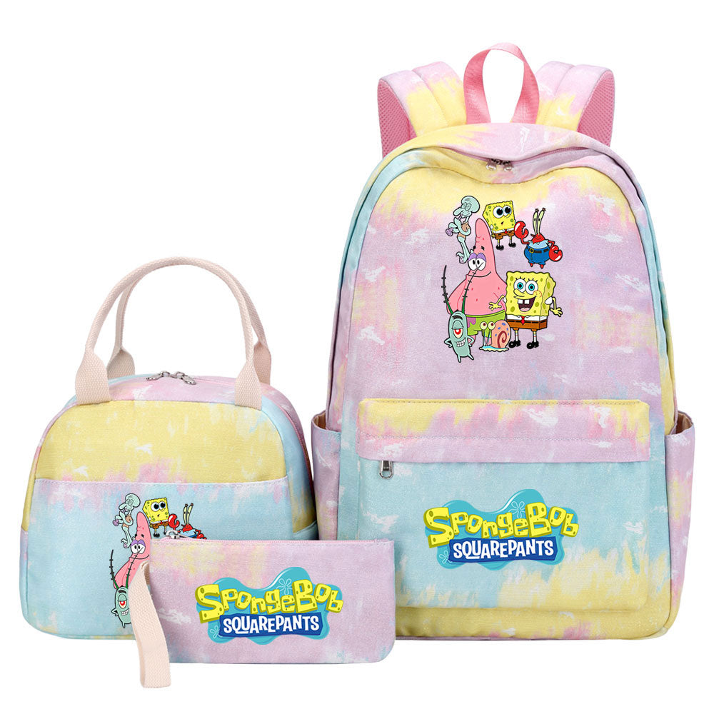 SpongeBob SquarePants Pink Starry Sky SchoolBag Backpack Lunch Box Bag Book Pencil Bags  3pcs Set