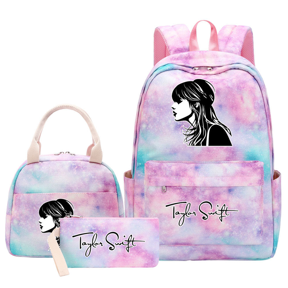 Taylor Swift Pink Starry Sky SchoolBag Backpack Lunch Box Bag Book Pencil Bags  3pcs Set