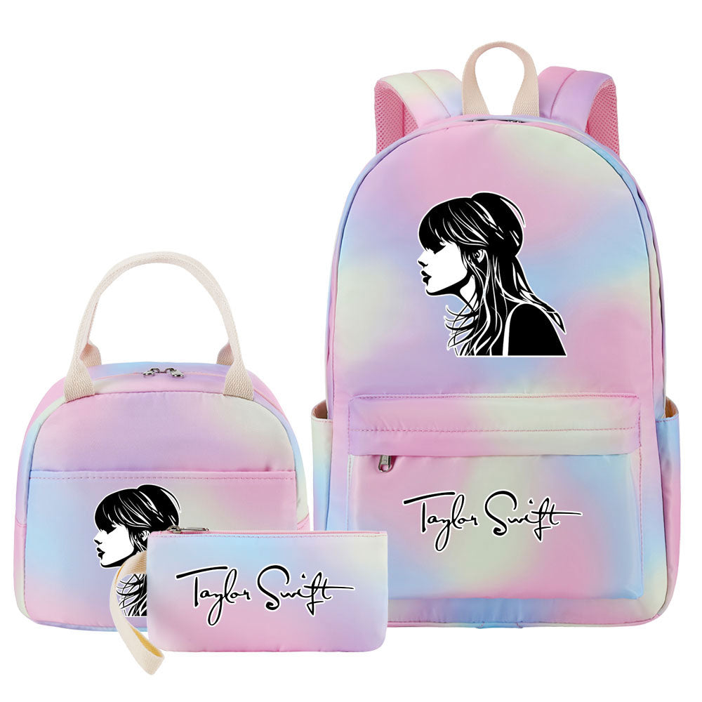 Taylor Swift Pink Starry Sky SchoolBag Backpack Lunch Box Bag Book Pencil Bags  3pcs Set