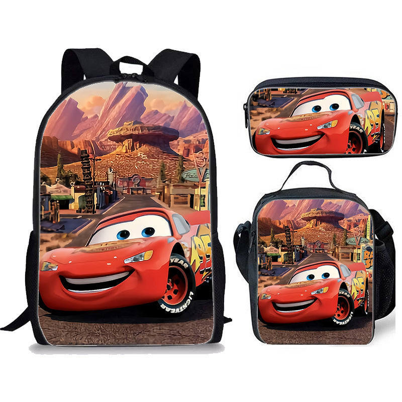Cars Lightning Schoolbag Backpack Lunch Bag Pencil Case 3pcs Set Gift for Kids Students