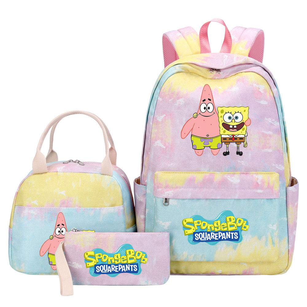 SpongeBob SquarePants Pink Starry Sky SchoolBag Backpack Lunch Box Bag Book Pencil Bags  3pcs Set