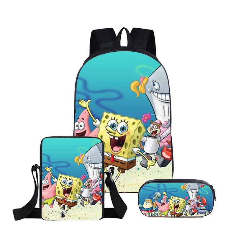 SpongeBob SquarePants Schoolbag Backpack Lunch Bag Pencil Case 3pcs Set Gift for Kids Students