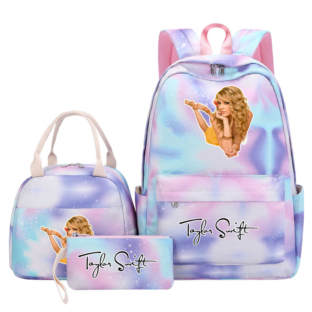 Taylor Swift Pink Starry Sky SchoolBag Backpack Lunch Box Bag Book Pencil Bags  3pcs Set