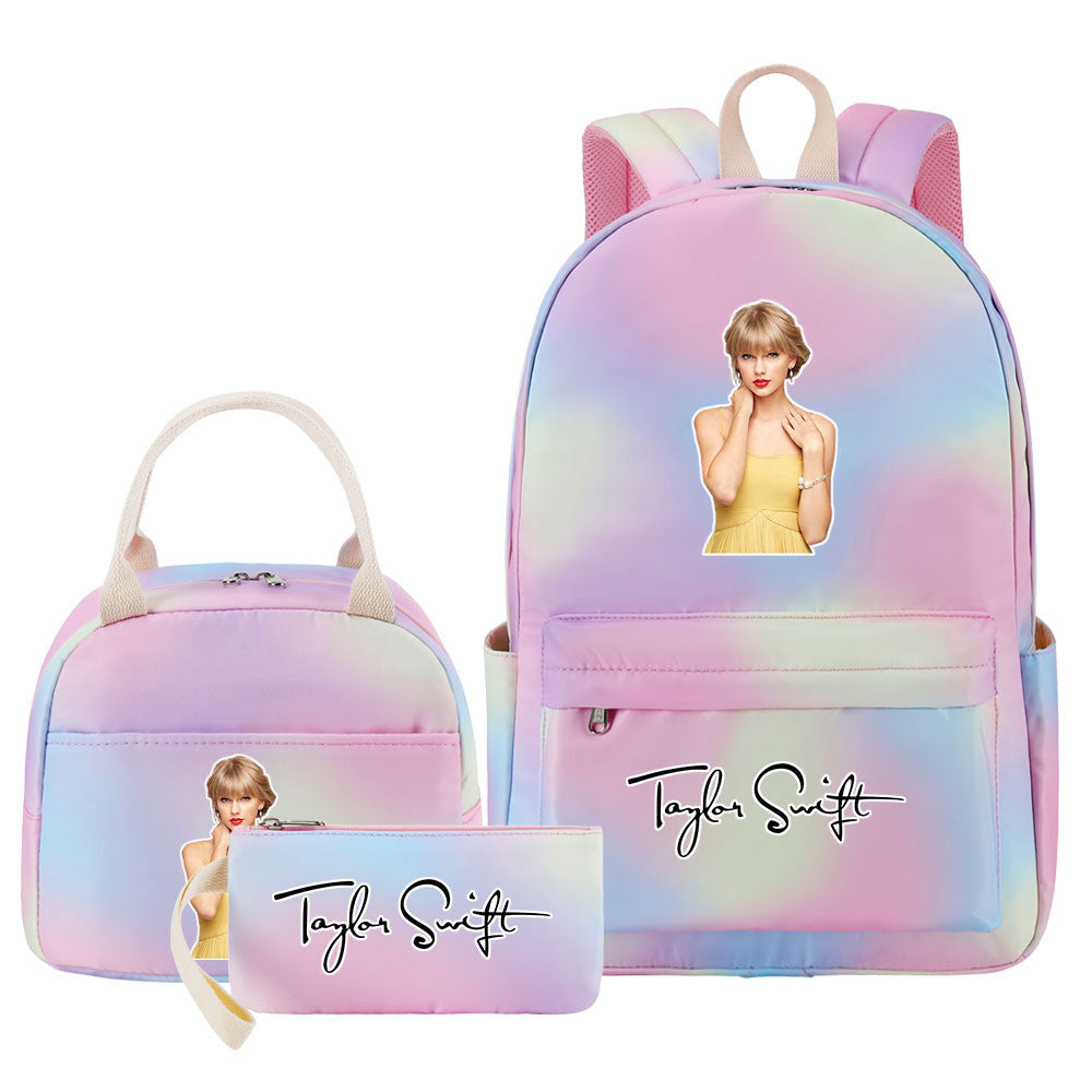 Taylor Swift Pink Starry Sky SchoolBag Backpack Lunch Box Bag Book Pencil Bags  3pcs Set