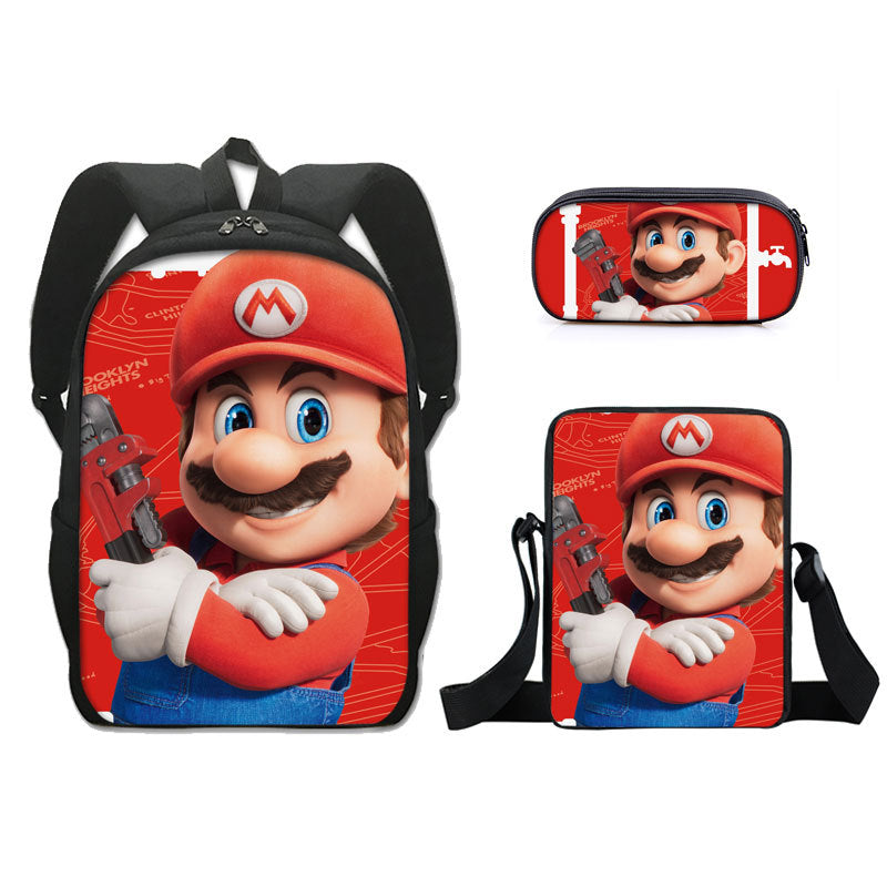 Super Mario Schoolbag Backpack Lunch Bag Pencil Case 3pcs Set Gift for Kids Students