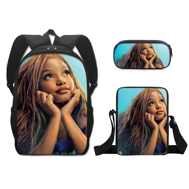 The Little Mermaid  Schoolbag Backpack Lunch Bag Pencil Case 3pcs Set Gift for Kids Students