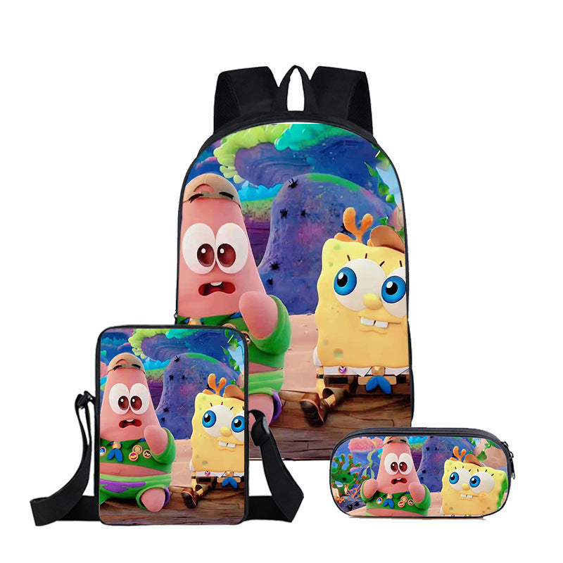 SpongeBob SquarePants Schoolbag Backpack Lunch Bag Pencil Case 3pcs Set Gift for Kids Students