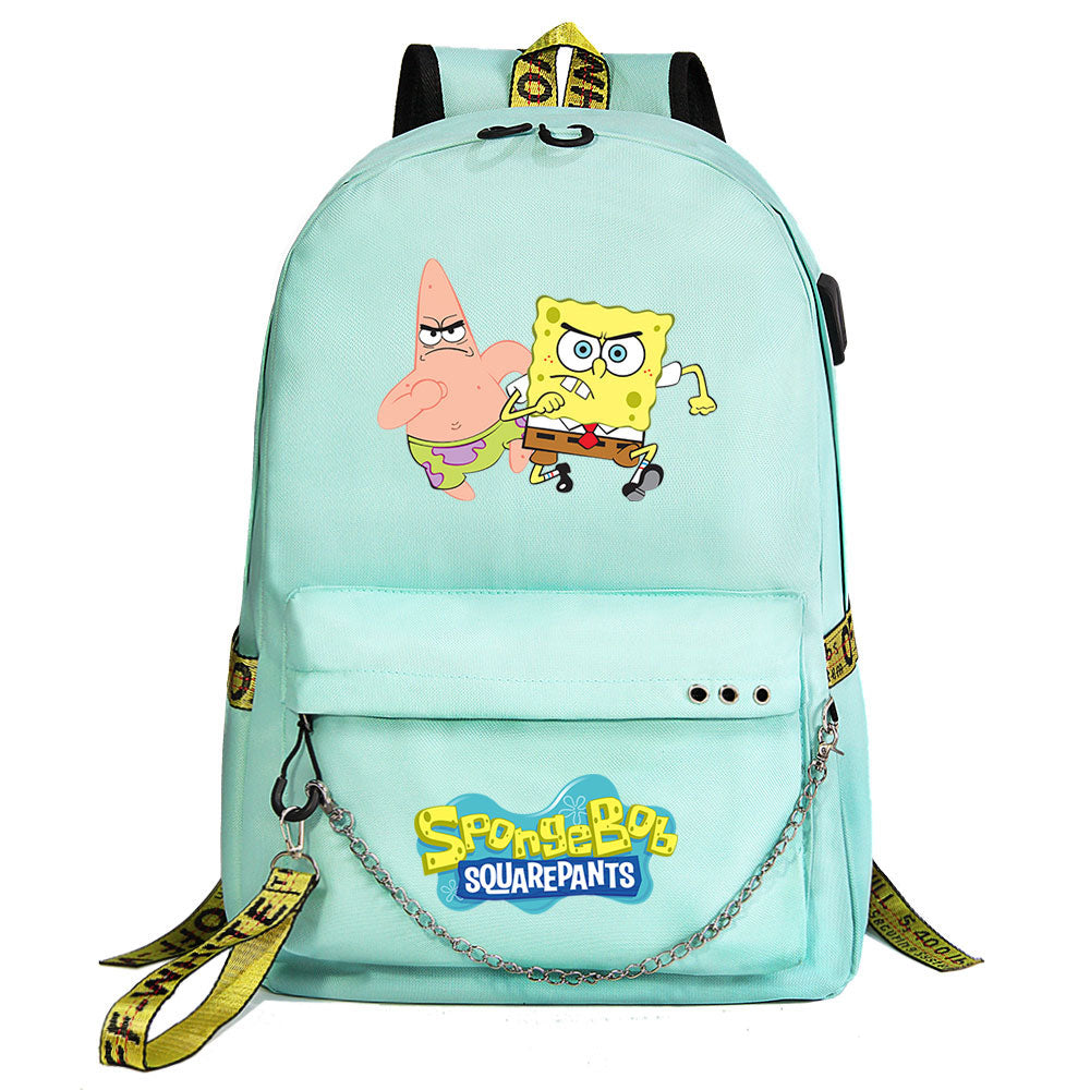 SpongeBob SquarePants  USB Charging Backpack Shoolbag Notebook Bag Gifts for Kids Students