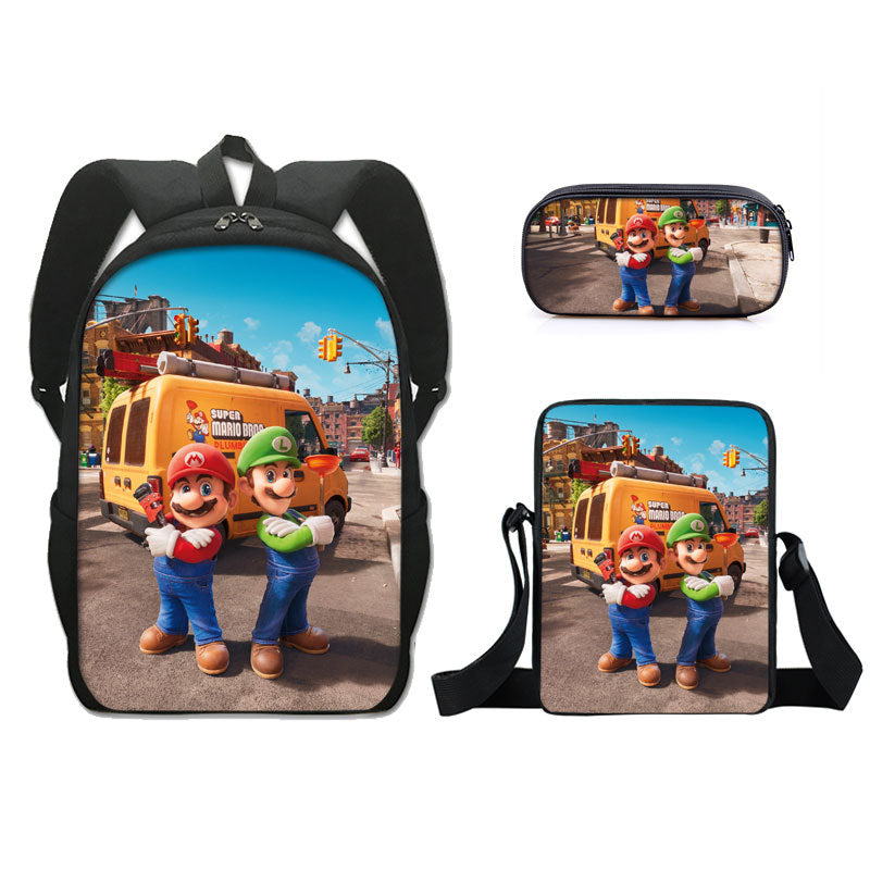 Super Mario Schoolbag Backpack Lunch Bag Pencil Case 3pcs Set Gift for Kids Students