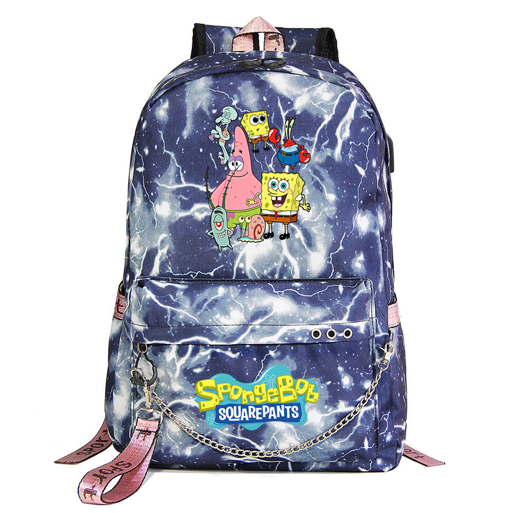 SpongeBob SquarePants  USB Charging Backpack Shoolbag Notebook Bag Gifts for Kids Students