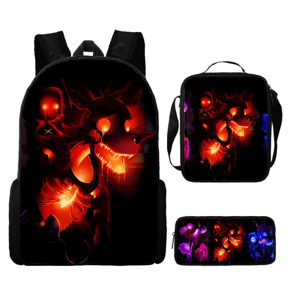 FNAF Glamrock Freddy Schoolbag Backpack Lunch Bag Pencil Case 3pcs Set Gift for Kids Students