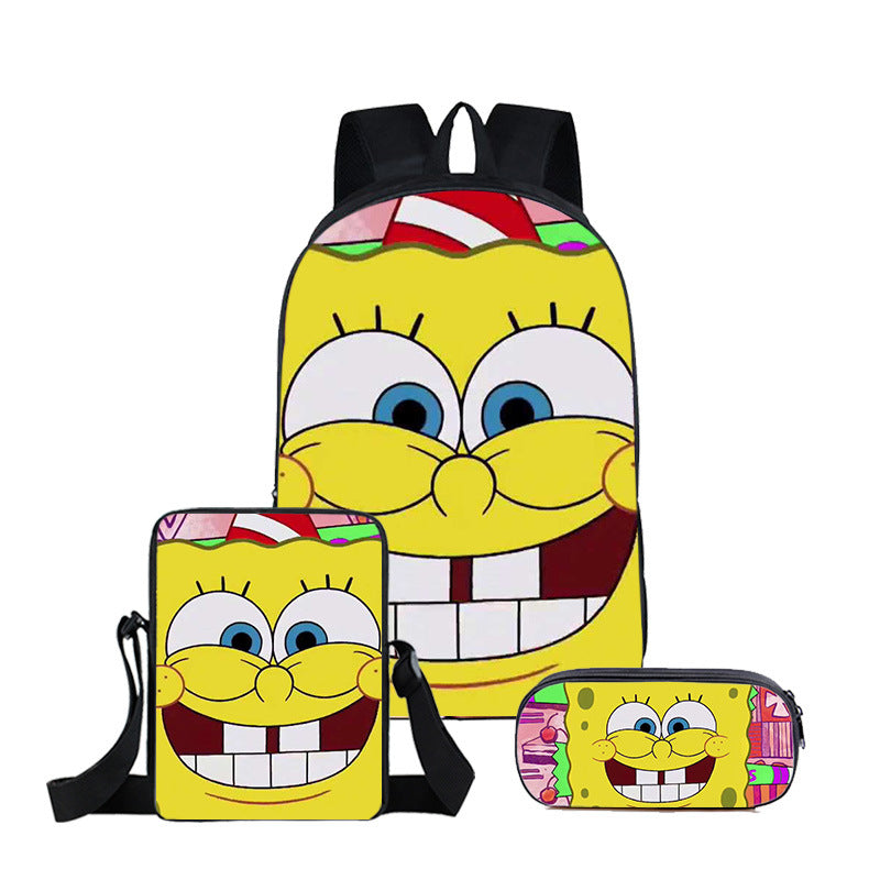 SpongeBob SquarePants Schoolbag Backpack Lunch Bag Pencil Case 3pcs Set Gift for Kids Students