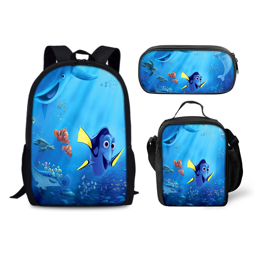 Finding Nemo Schoolbag Backpack Lunch Bag Pencil Case 3pcs Set Gift for Kids Students