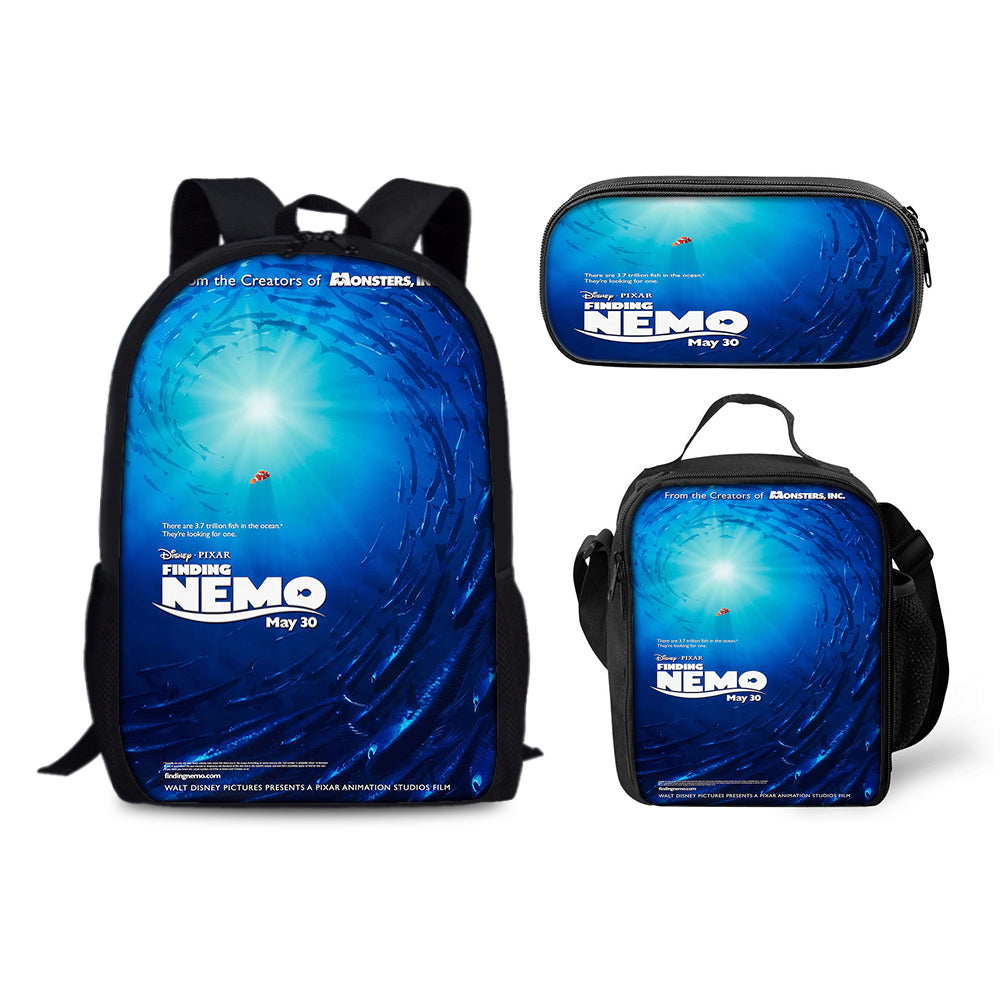 Finding Nemo Schoolbag Backpack Lunch Bag Pencil Case 3pcs Set Gift for Kids Students