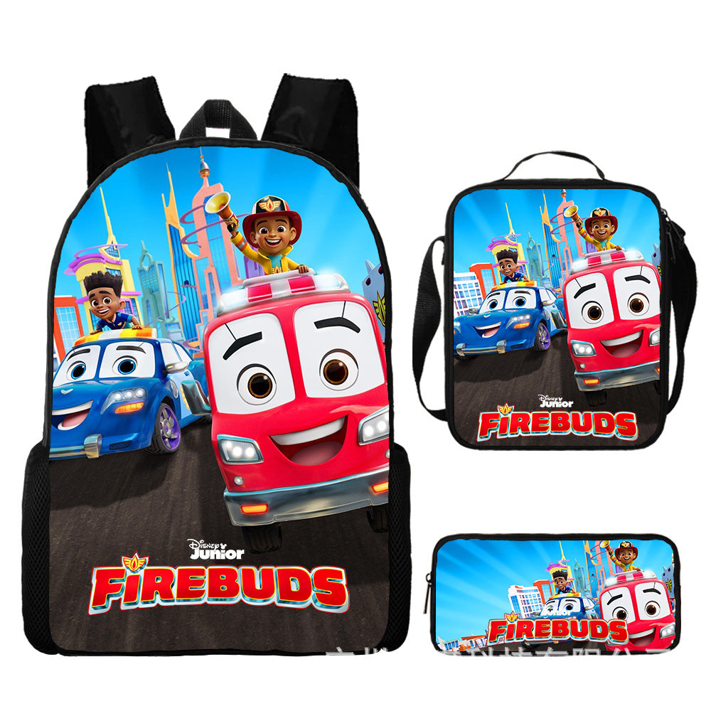 Firebuds Schoolbag Backpack Lunch Bag Pencil Case 3pcs Set Gift for Kids Students