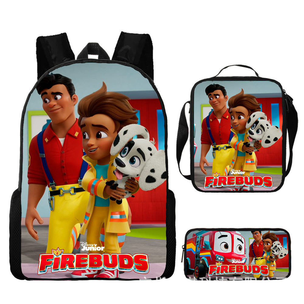 Firebuds Schoolbag Backpack Lunch Bag Pencil Case 3pcs Set Gift for Kids Students