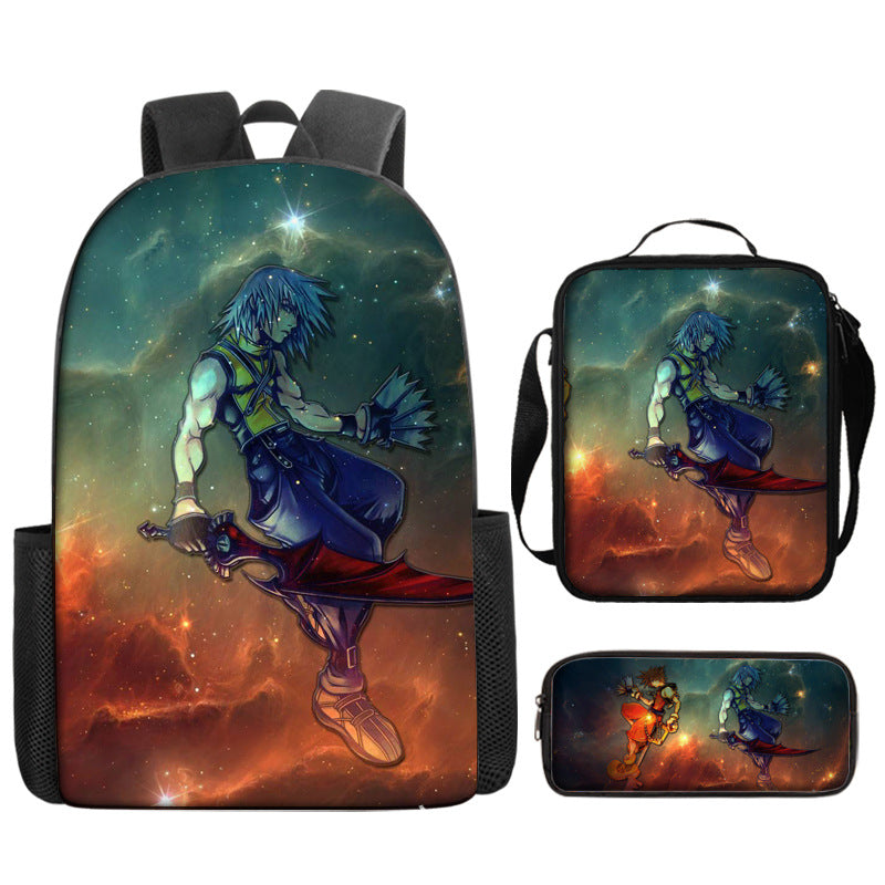 Kingdom Hearts Schoolbag Backpack Lunch Bag Pencil Case 3pcs Set Gift for Kids Students