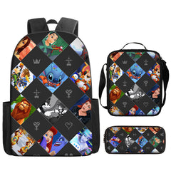 Kingdom Hearts Schoolbag Backpack Lunch Bag Pencil Case 3pcs Set Gift for Kids Students