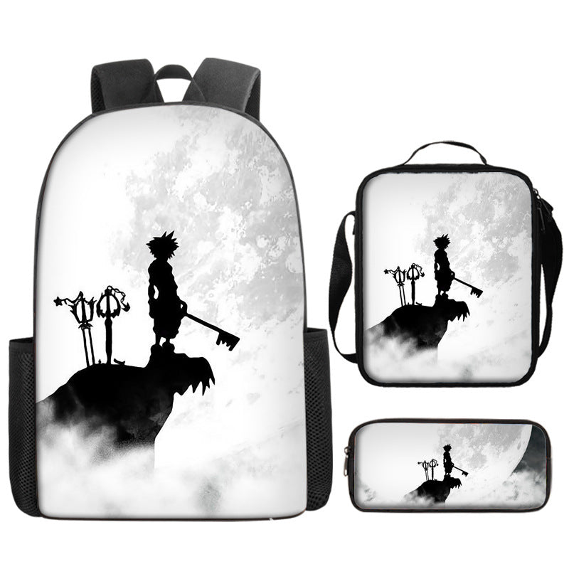 Kingdom Hearts Schoolbag Backpack Lunch Bag Pencil Case 3pcs Set Gift for Kids Students