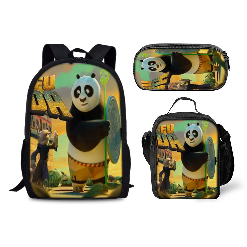 Kung Fu Panda Schoolbag Backpack Lunch Bag Pencil Case 3pcs Set Gift for Kids Students