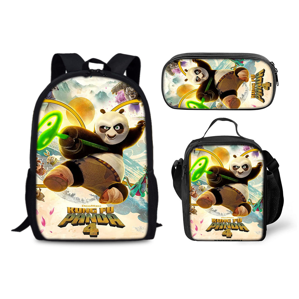 Kung Fu Panda Schoolbag Backpack Lunch Bag Pencil Case 3pcs Set Gift for Kids Students