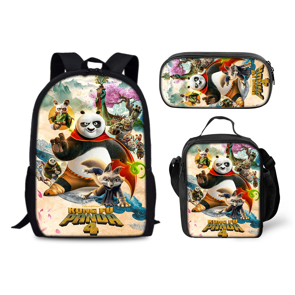 Kung Fu Panda Schoolbag Backpack Lunch Bag Pencil Case 3pcs Set Gift for Kids Students