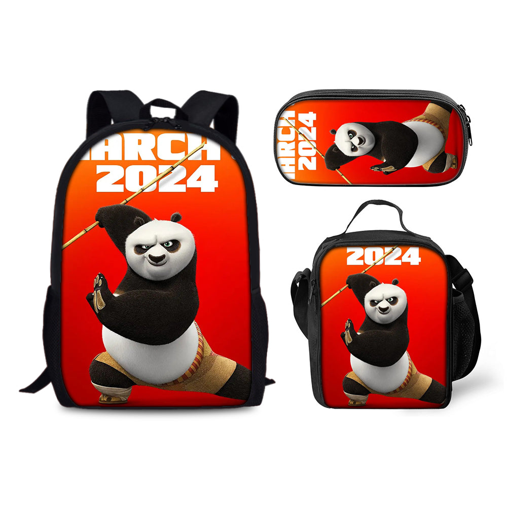 Kung Fu Panda Schoolbag Backpack Lunch Bag Pencil Case 3pcs Set Gift for Kids Students