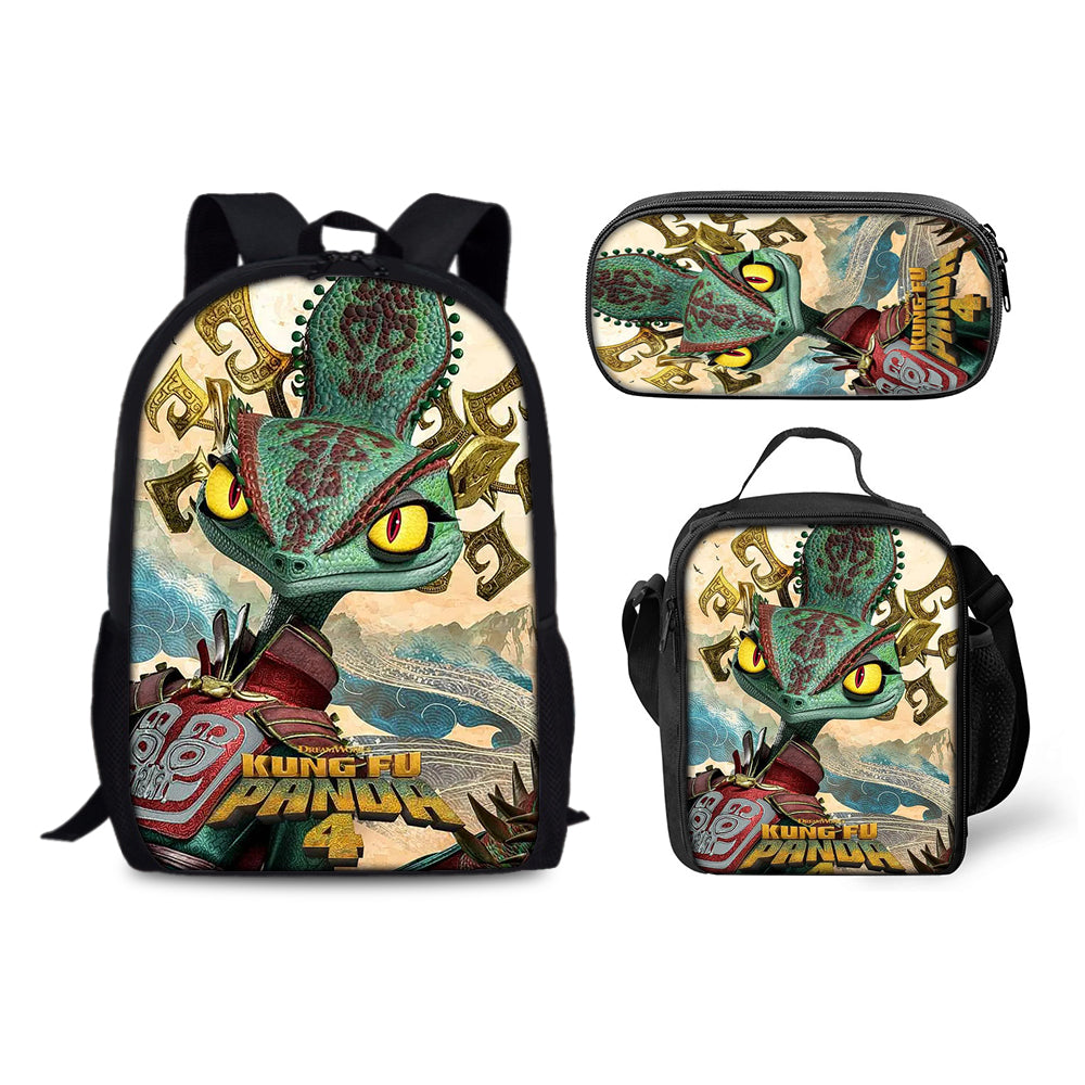 Kung Fu Panda Schoolbag Backpack Lunch Bag Pencil Case 3pcs Set Gift for Kids Students