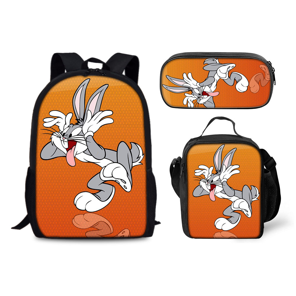 Bugs Bunny Schoolbag Backpack Lunch Bag Pencil Case 3pcs Set Gift for Kids Students