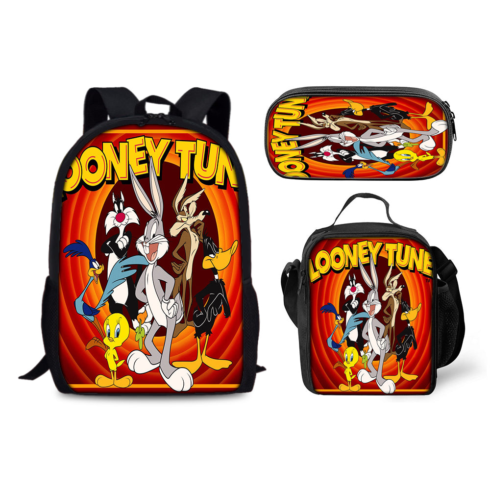 Bugs Bunny Schoolbag Backpack Lunch Bag Pencil Case 3pcs Set Gift for Kids Students