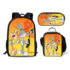 Bugs Bunny Schoolbag Backpack Lunch Bag Pencil Case 3pcs Set Gift for Kids Students