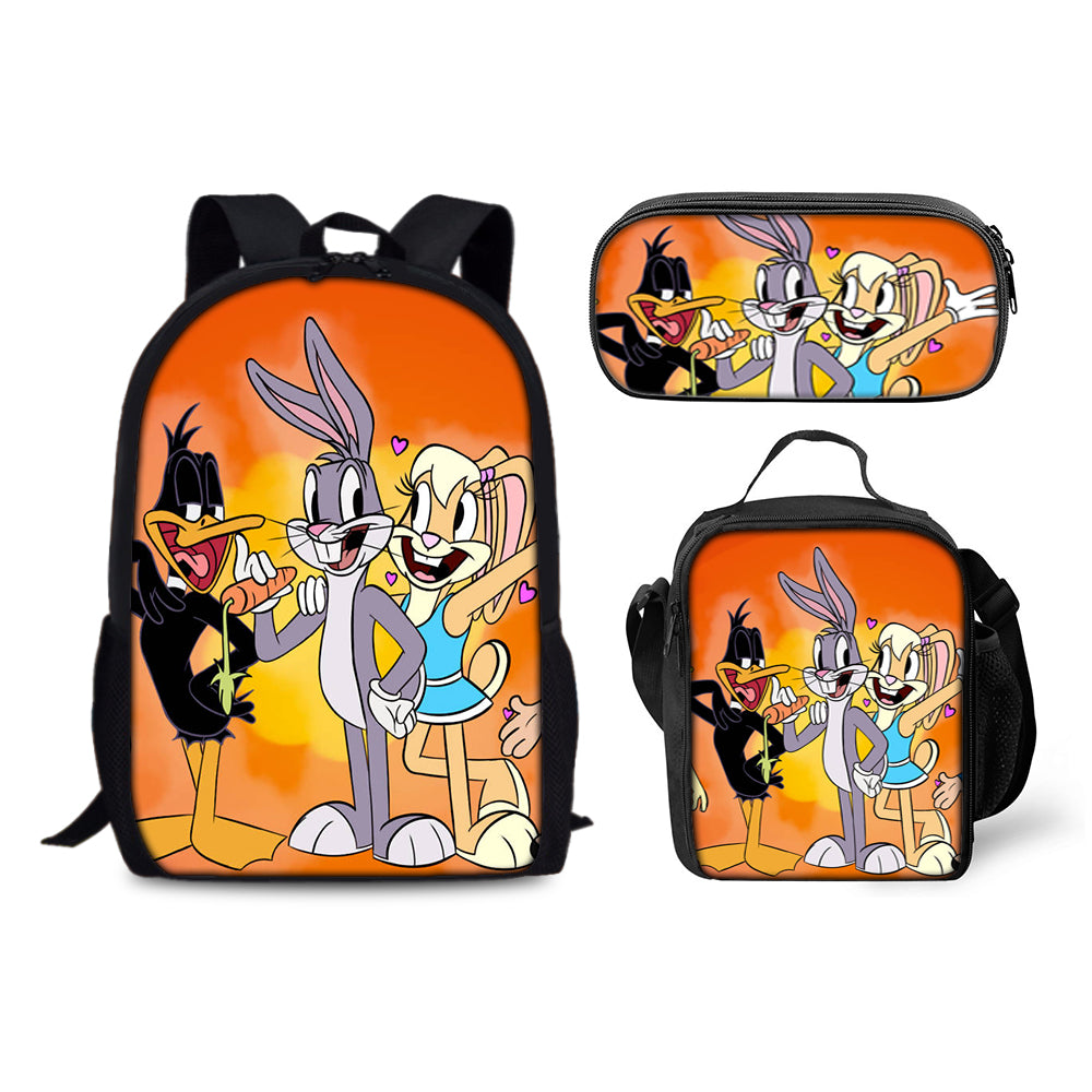 Bugs Bunny Schoolbag Backpack Lunch Bag Pencil Case 3pcs Set Gift for Kids Students