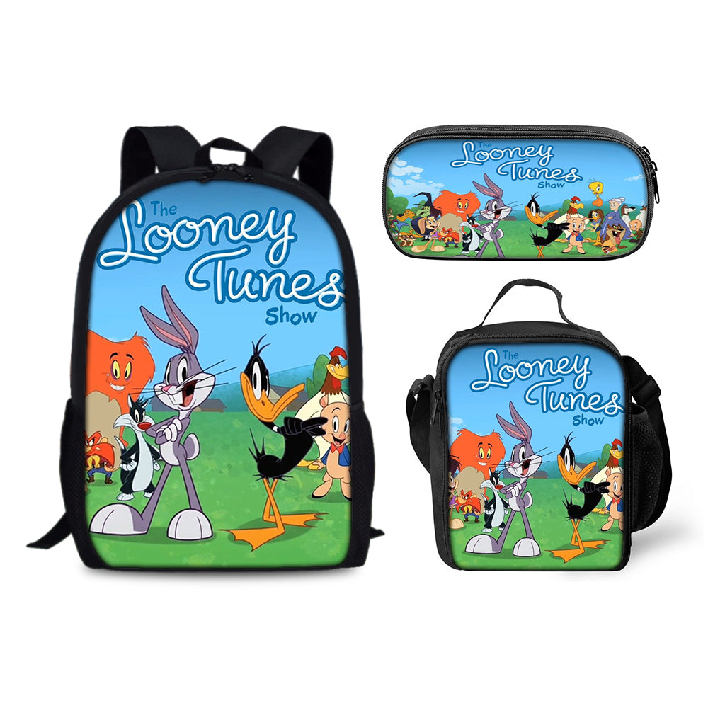 Bugs Bunny Schoolbag Backpack Lunch Bag Pencil Case 3pcs Set Gift for Kids Students