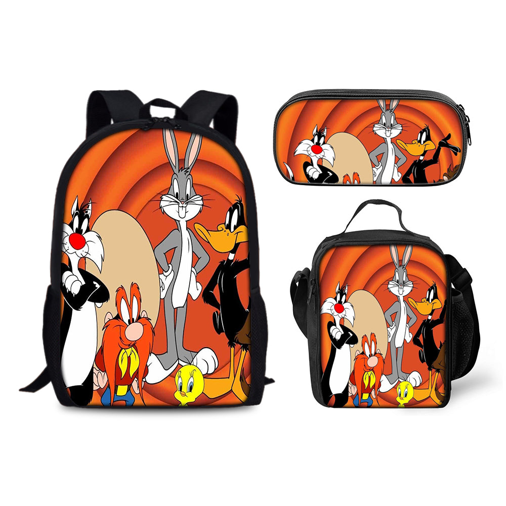 Bugs Bunny Schoolbag Backpack Lunch Bag Pencil Case 3pcs Set Gift for Kids Students