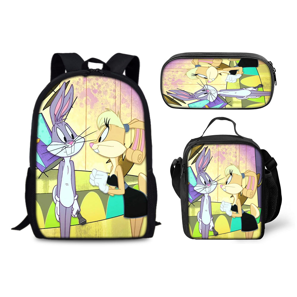 Bugs Bunny Schoolbag Backpack Lunch Bag Pencil Case 3pcs Set Gift for Kids Students